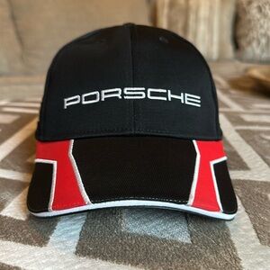 Sporty Black Porsche Drivers Selection Ball Cap With Adjustable Size Strap